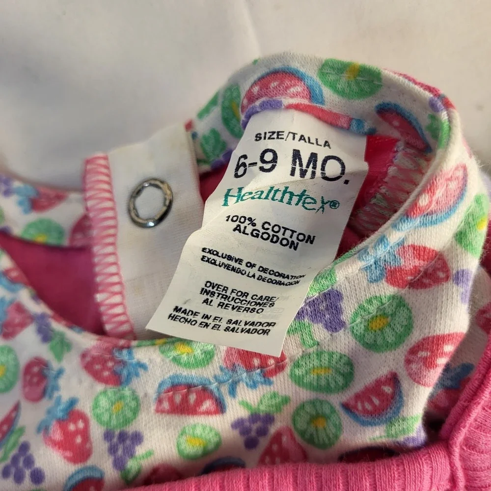 NWT Vintage Size 6-9 Month Pink Baby Girl Healthtex Romper Watermelon Kiwi